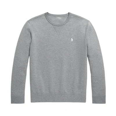 Ralph Lauren SS24 Steel Grey Embroidered Logo Crewneck Sweatshirt MNPOKNI16823445-020