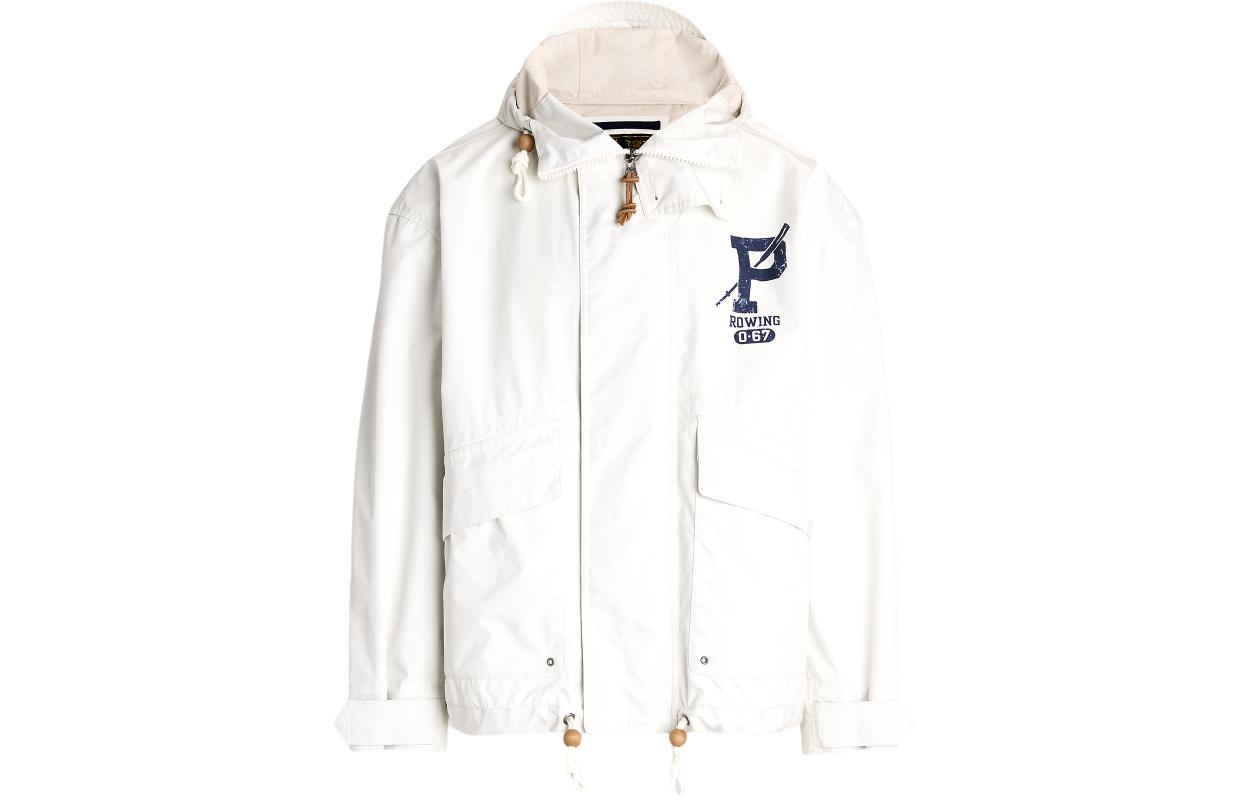 Ralph Lauren SS24 Washed White Letter Logo Print Hooded Jacket MNPOOTW16021325-100