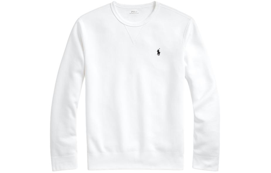 Ralph Lauren SS24 White Embroidered Logo Crewneck Sweatshirt Long Sleeve MNPOKNI16823453-100