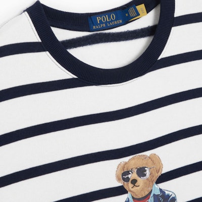 Ralph Lauren Striped Bear Crewneck Sweatshirt Putih. 710909723-001 Lookbook Ralph Lauren Striped Bear Crewneck Sweatshirt Putih. 710909723-001