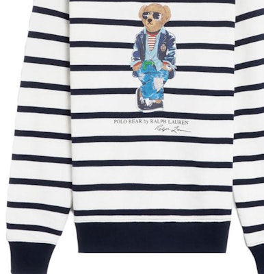 Ralph Lauren Striped Bear Crewneck Sweatshirt Putih. 710909723-001 Sizing Ralph Lauren Striped Bear Crewneck Sweatshirt Putih. 710909723-001
