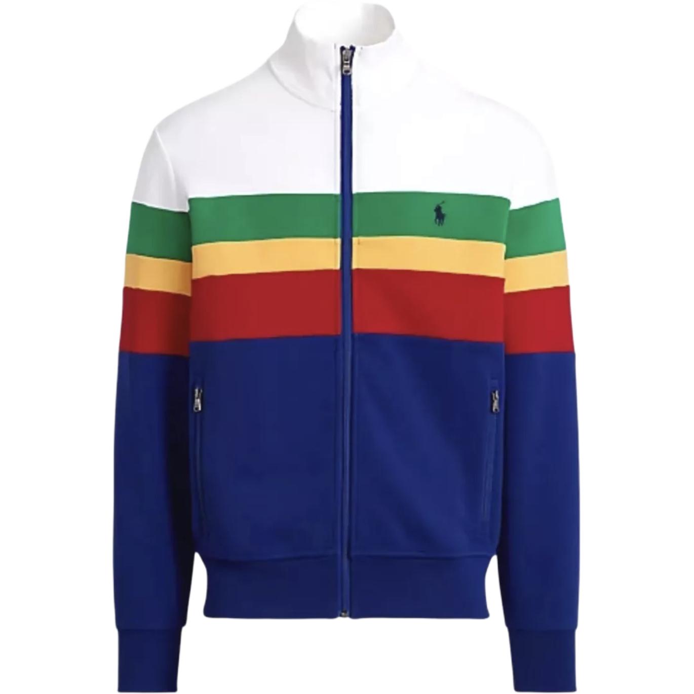 Ralph Lauren Striped Logo Embroidered High-Neck Zip Jacket Men’s Blue 710921290-001