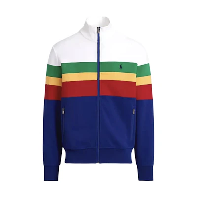 Ralph Lauren Striped Logo Embroidered High-Neck Zip Jacket Men’s Blue 710921290-001