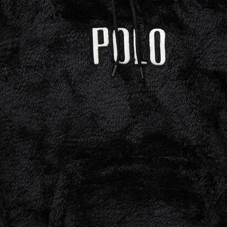 Sizing 拉夫勞倫條紋Logo印花黑色連帽長袖上衣 710920251-002