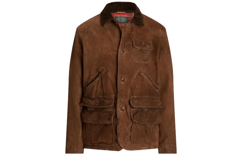 Ralph Lauren Suede Utility Jacket Brown Slim Fit Button-Up Outerwear MNPOOTW16021243