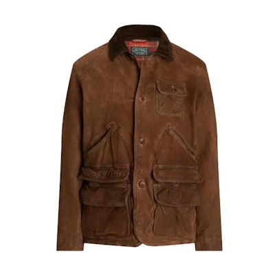 Ralph Lauren Suede Utility Jacket Brown Slim Fit Button-Up Outerwear MNPOOTW16021243