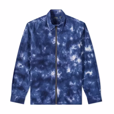 Ralph Lauren Tie-Dye Zip-Up Long Sleeve Shirt Jacket Navy Blue - 710861182-001