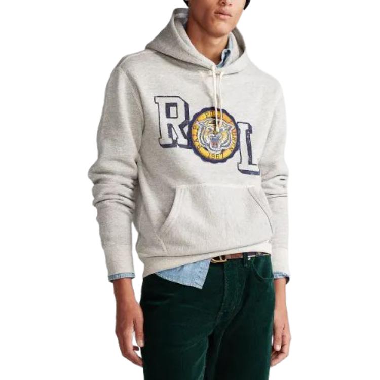 Purchase 拉夫劳伦虎刺绣连帽衫胡椒灰 MNPOKNI16820754-灰色 MNPOKNI16820754-GREY