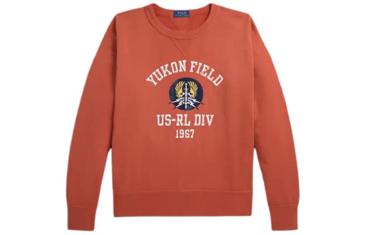 Ralph Lauren Vintage Fit Fleece Graphic Sweatshirt Orange Crewneck Mens MNPOKNI16823-536
