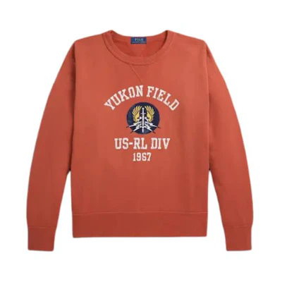 Ralph Lauren Vintage Fit Fleece Graphic Sweatshirt Orange Crewneck Mens MNPOKNI16823-536
