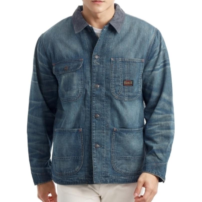 Ralph Lauren Washed Logo Patch Long-Sleeve Jacket Navy Blue - 710950878-001