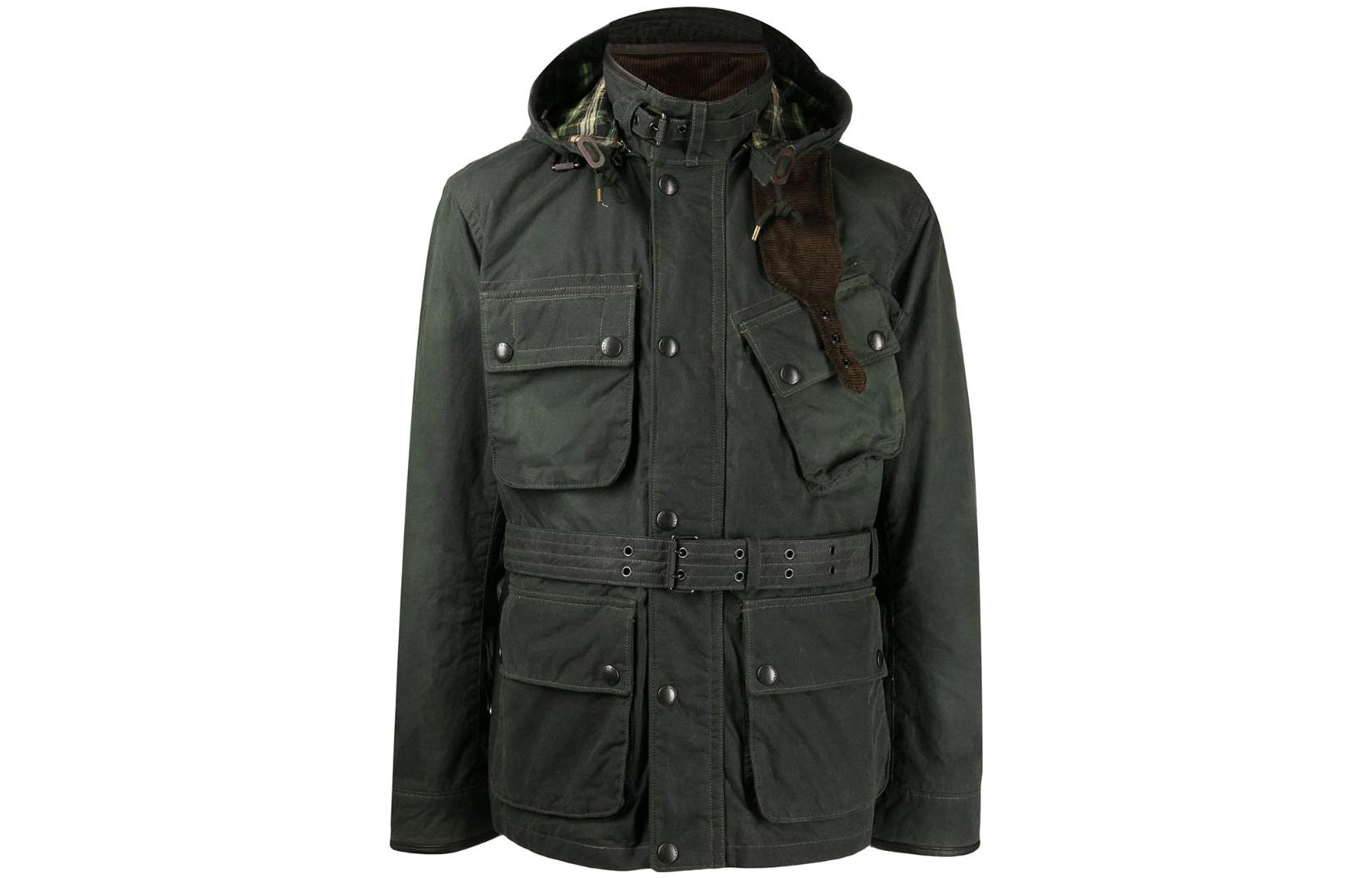 Ralph Lauren Waxed Belted Long Sleeve Jacket Military Green 710849808001TURF