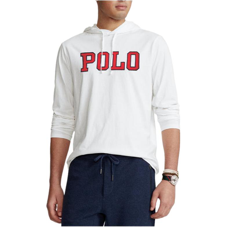 Ralph Lauren White Alphabet Print Hoodie Long-Sleeve Casual Sweatshirt 710766948-008