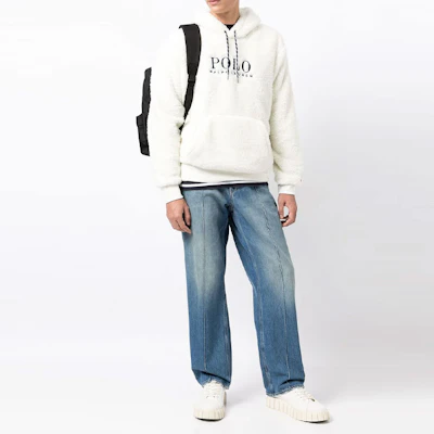 ラルフ ローレン ホワイト フリース スウェットシャツ フロントロゴ刺繍 710853339-003 Lookbook ラルフ ローレン ホワイト フリース スウェットシャツ フロントロゴ刺繍 710853339-003