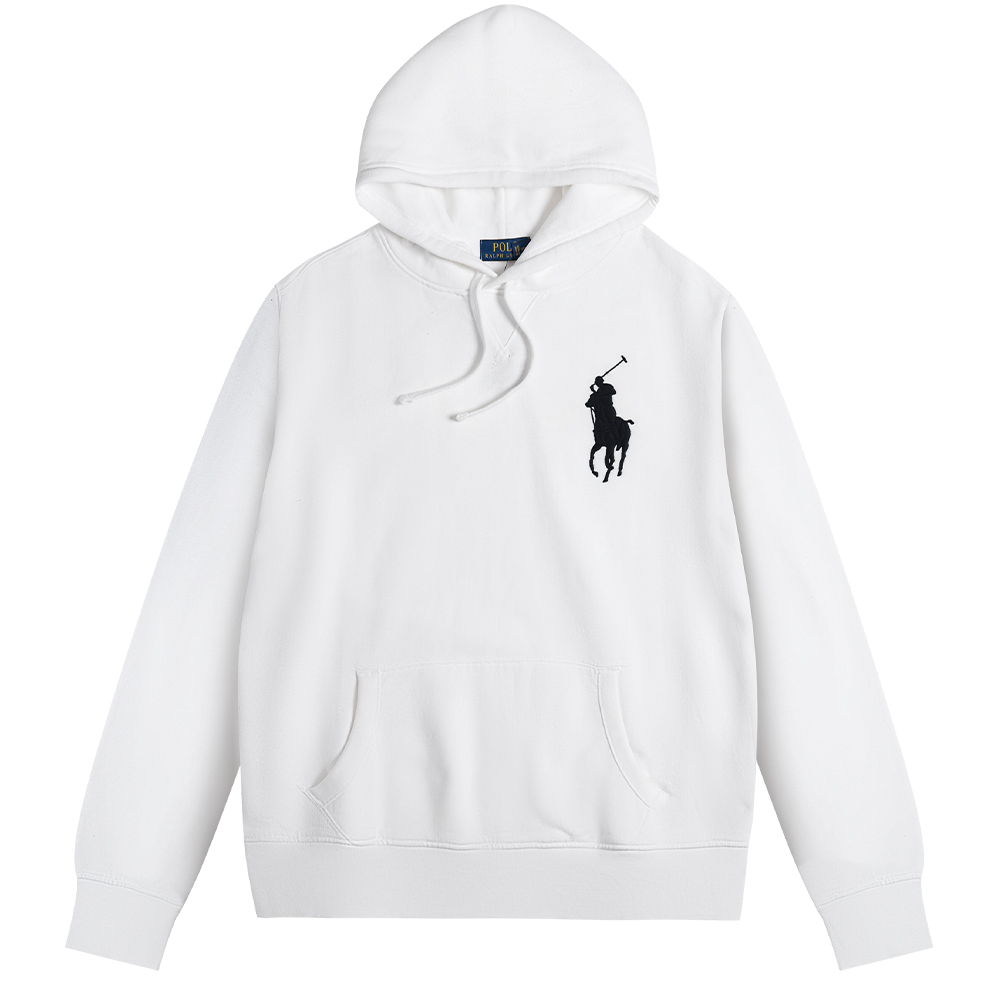 Ralph Lauren White Hoodie with Large Pony Logo Embroidery 710790622-005