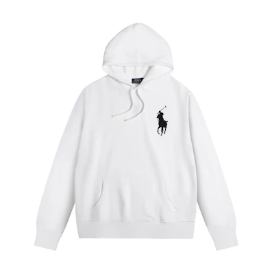 Ralph Lauren White Hoodie with Large Pony Logo Embroidery 710790622-005