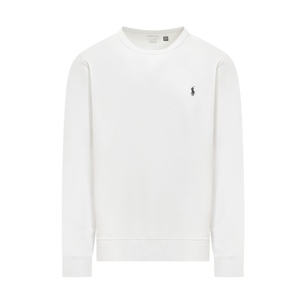 Ralph Lauren White Logo Crewneck Pullover Long Sleeve Sweatshirt 710881519-006
