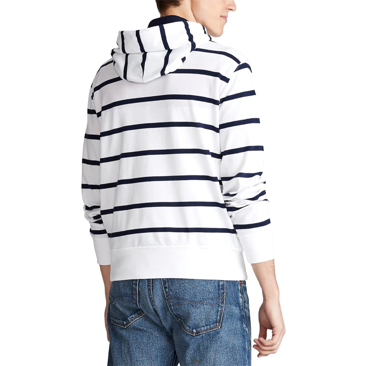 Ralph Lauren White Logo Striped Print Long Sleeve Hoodie 710795725-001 圖 4