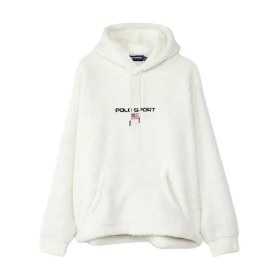 Ralph Lauren White Solid Color Casual Oversized Hoodie 710921355-002