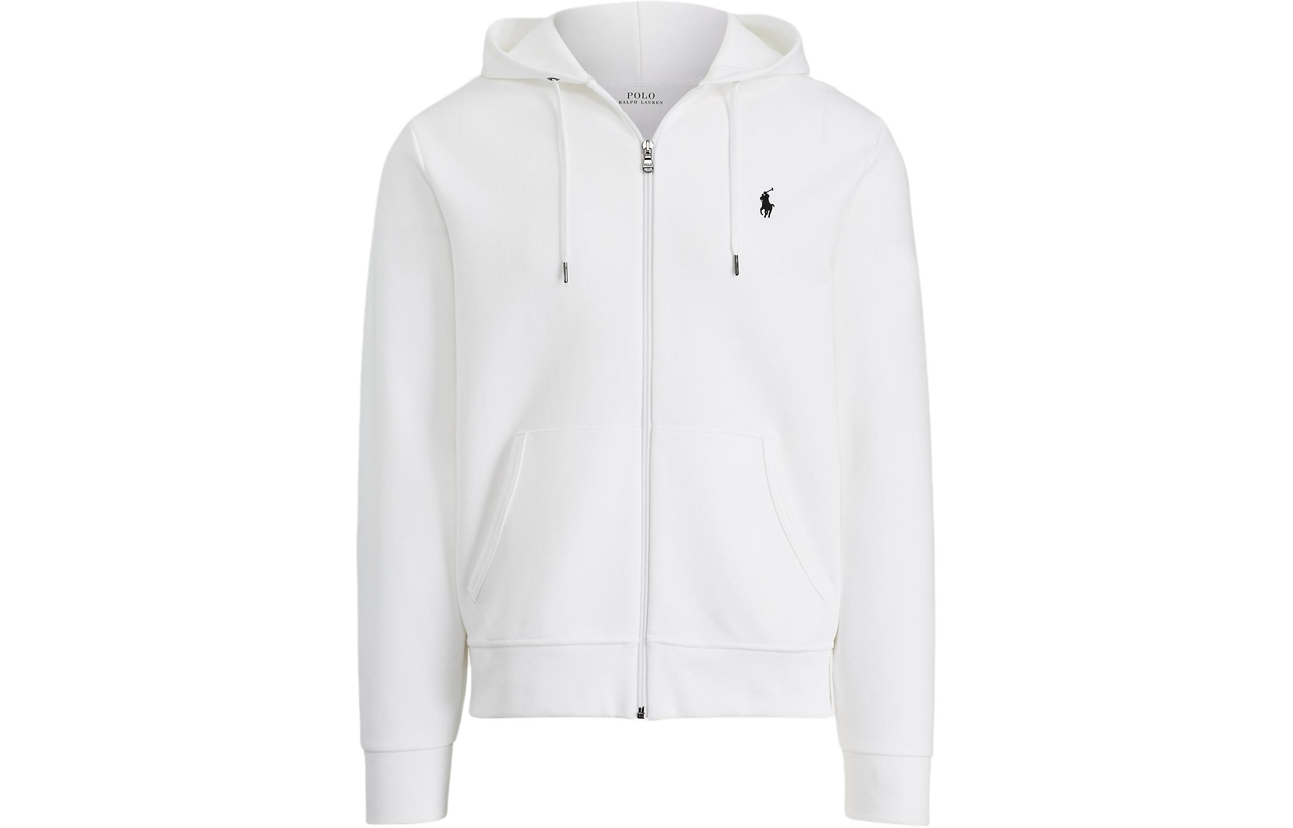 Ralph Lauren White Zip Hoodie with Embroidered Logo 710652313-017