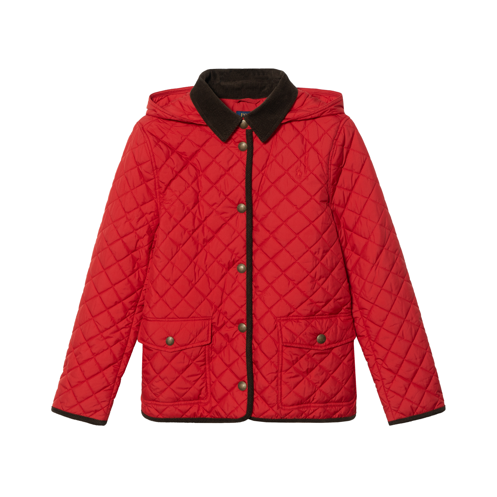 Ralph Lauren Youth Quilted Embroidered Hooded Jacket Red FW24 313910983-004