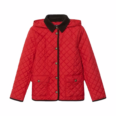Ralph Lauren Youth Quilted Embroidered Hooded Jacket Red FW24 313910983-004