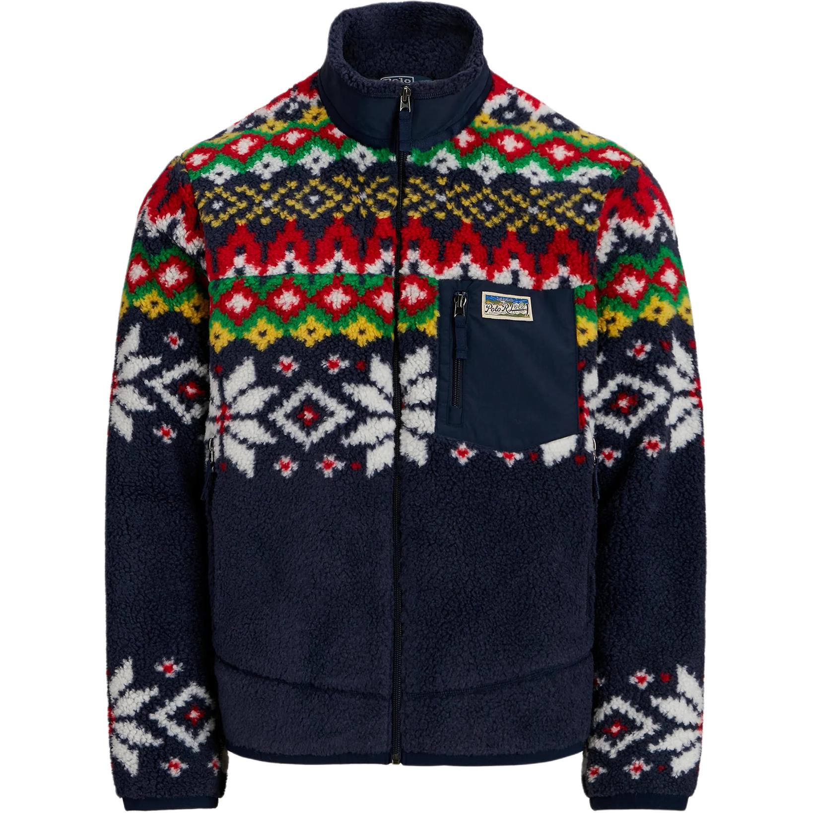 Ralph Lauren Zip-Up Geometric Embroidered Jacket - Blue 710920261-001