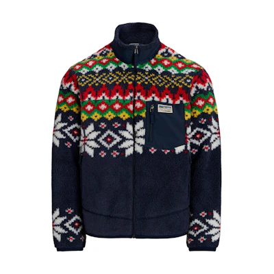 Ralph Lauren Zip-Up Geometric Embroidered Jacket - Blue 710920261-001
