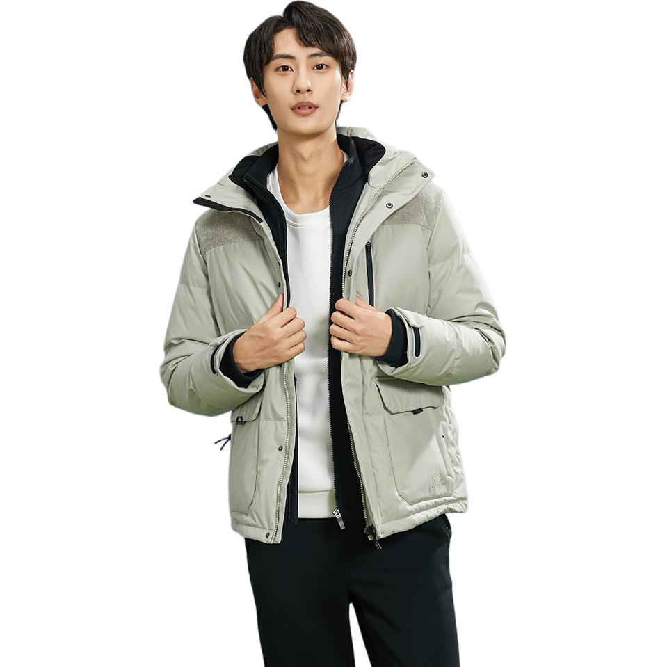 RAPIDO  Khaki Detachable Hood Colorblock Down Jacket Outdoor Style CN3938O35 圖 5