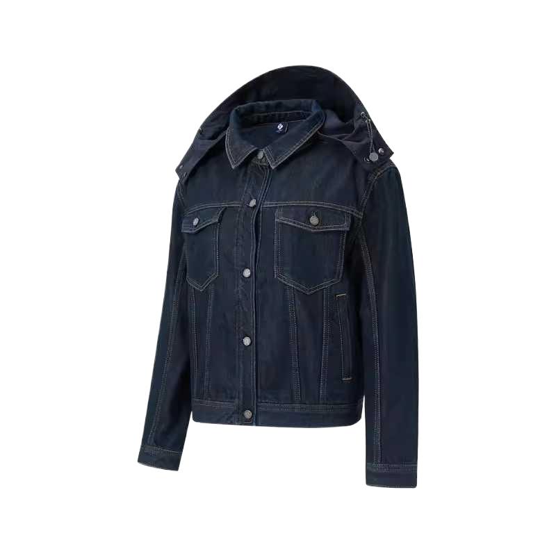 RAPIDO  Lightweight Denim Jacket with Detachable Hood - Blue. CP3839O44