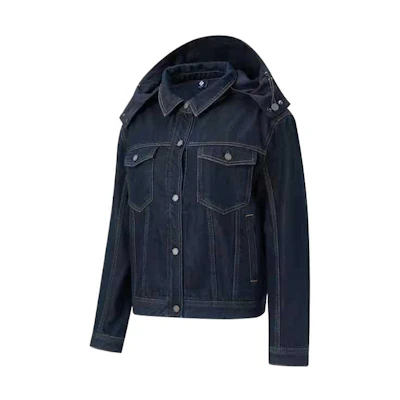 RAPIDO Lightweight Denim Jacket with Detachable Hood - Blue. CP3839O44