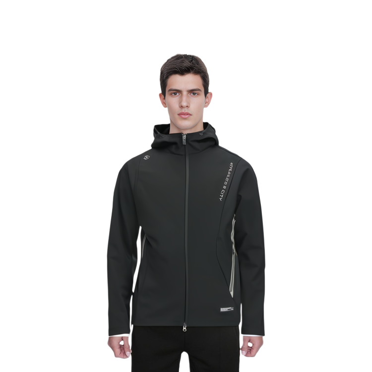 Shop ラピード ブラックパーカー カジュアル無地ジャケット ブランドロゴ入り CN4276G05