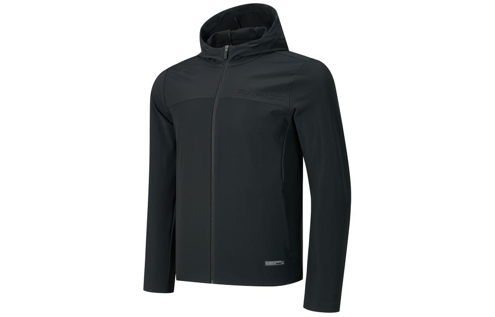 RAPIDO Black Logo Elastic Hooded Jacket Casual Wear CN3976G07