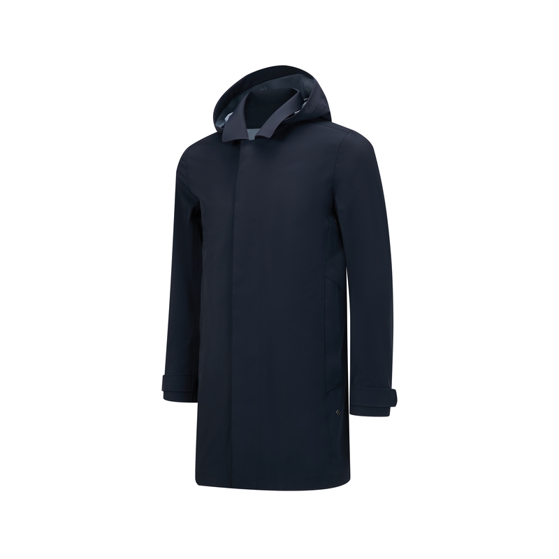 RAPIDO R Series Navy Blue Casual Solid Mid-Length Hooded Jacket CN4139U01