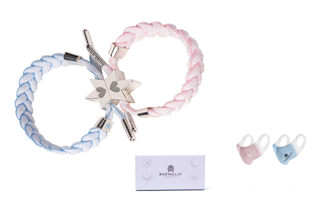 Rastaclat Limited Heart & Moon Couple Bracelet Blue Pink Unisex Polyester 31440020