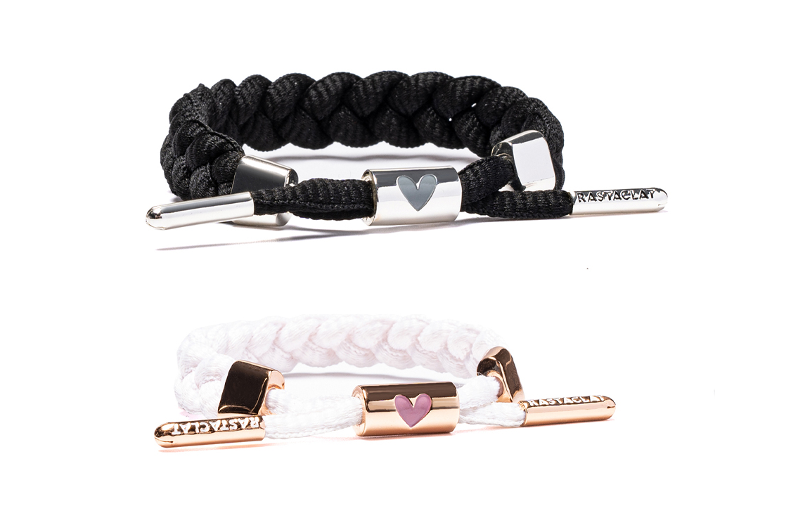 Rastaclat Lion Couple Bracelet Gift Set - Black White Rose Gold Heart Limited Edition. RC52021