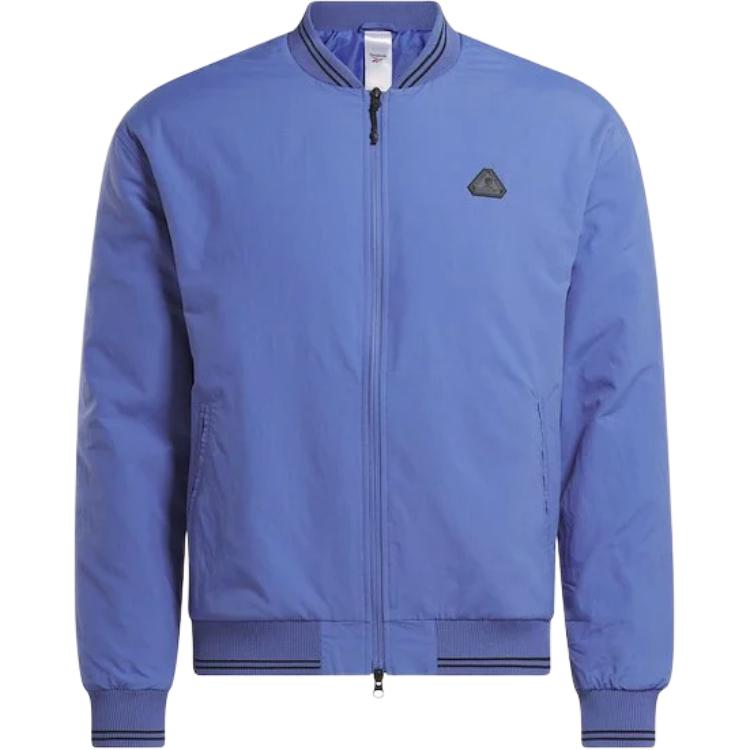 Reebok Above The Rim Hoopwear Blue Logo Bomber Jacket Full-Zip Long Sleeve 22250685