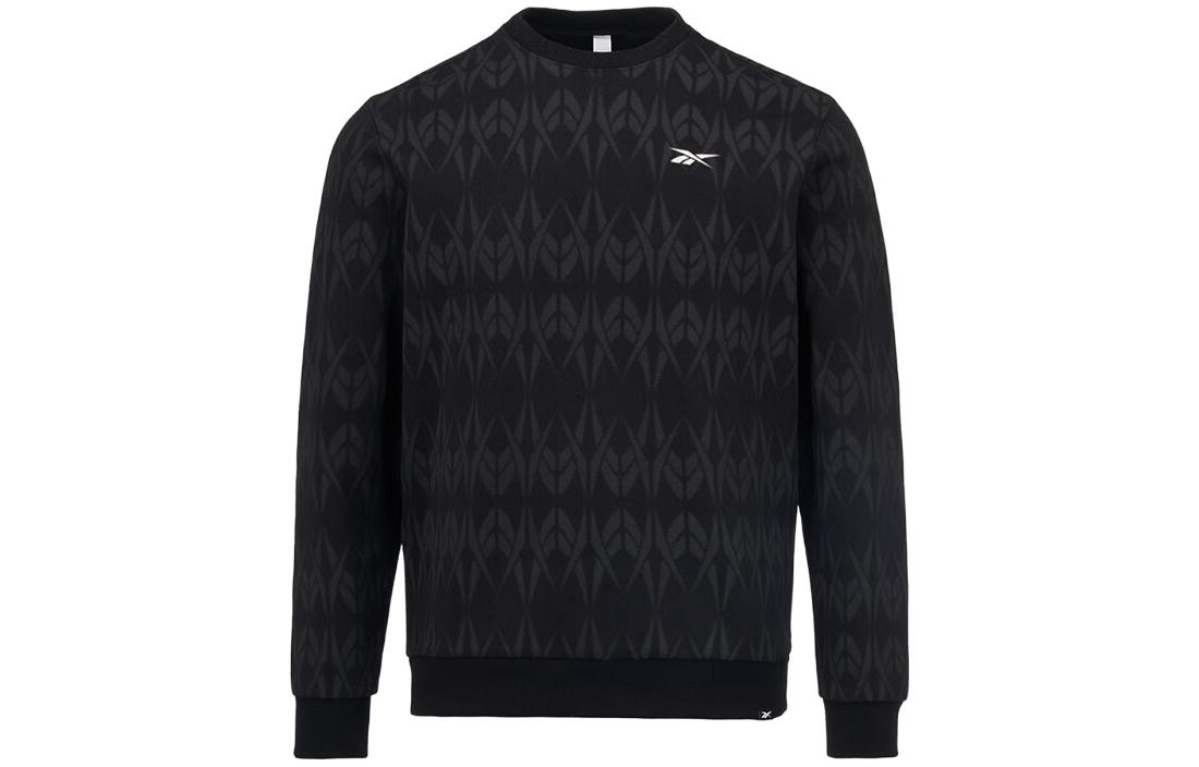 Reebok All-Over Print Knit Pullover Sweatshirt Unisex Black 223RMS309U001