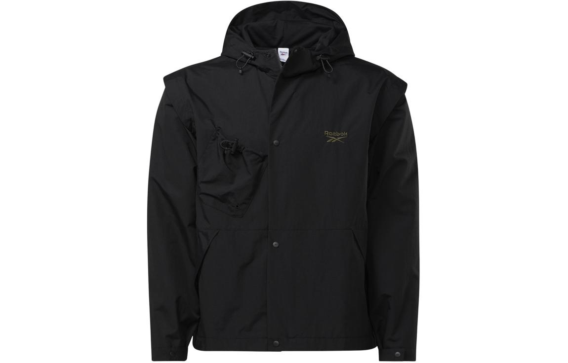 Reebok Black Hoodie Jacket with Logo Embroidery Gv3435