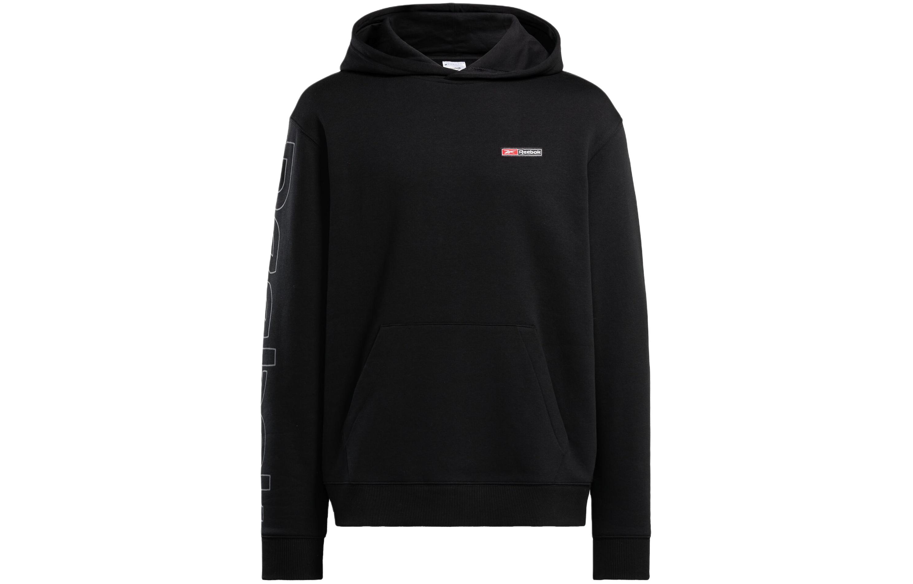 Reebok Black Oversized Hoodie with Letter Print Long Sleeves 100075616