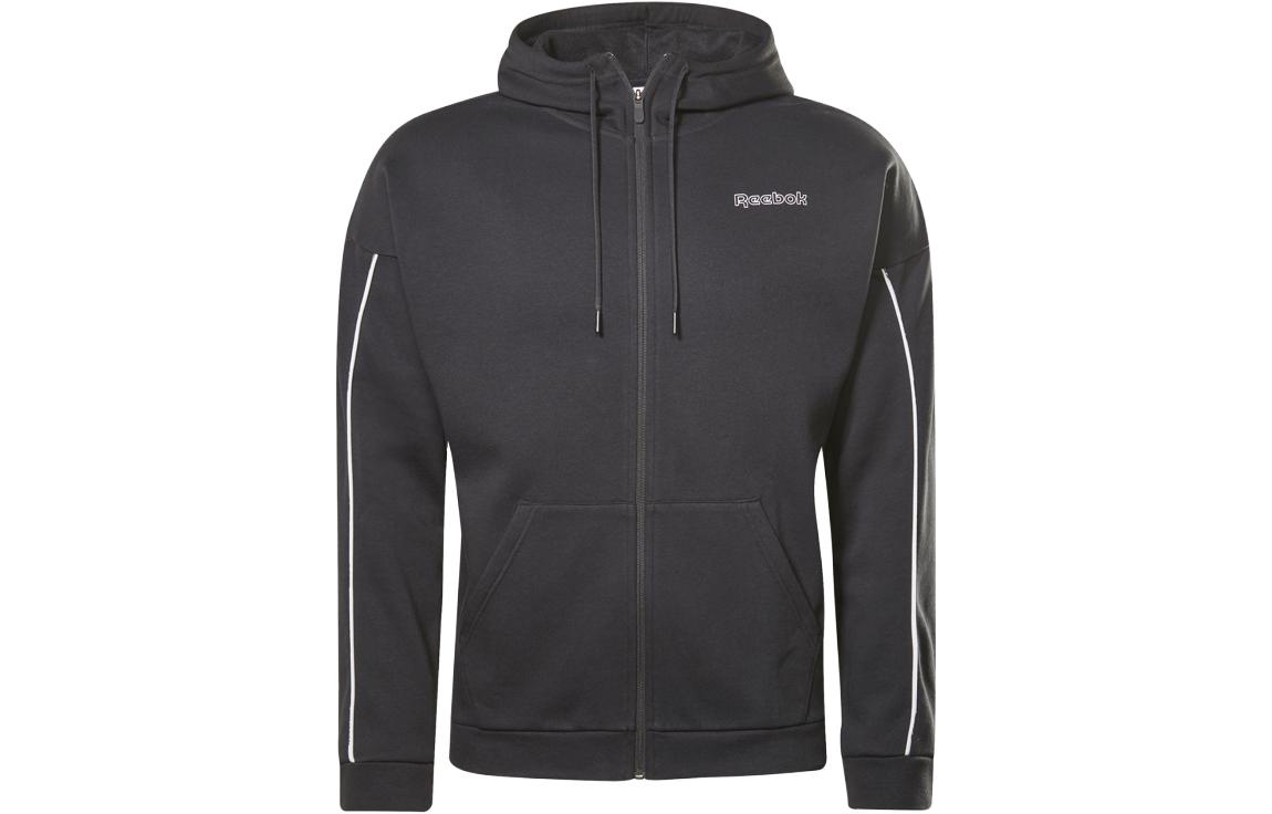 Reebok Black Solid Color Sports Zip Hoodie Jacket GS9301