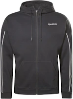 Reebok Black Solid Color Sports Zip Hoodie Jacket GS9301 Reebok Black Solid Color Sports Zip Hoodie Jacket GS9301