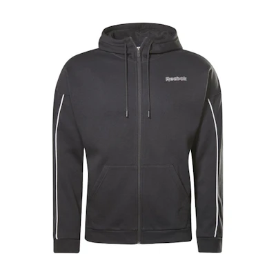 Reebok Black Solid Color Sports Zip Hoodie Jacket GS9301