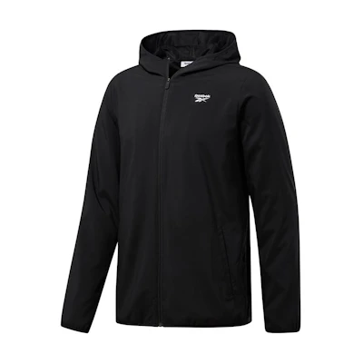 Reebok Black Windproof Training Fitness Jacket with Hoodie FP9172