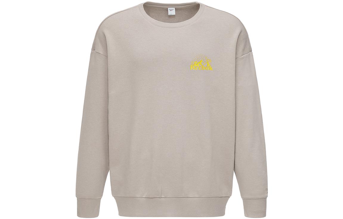 Reebok Brown Printed Logo Crewneck Pullover Sweatshirt Unisex HB9675