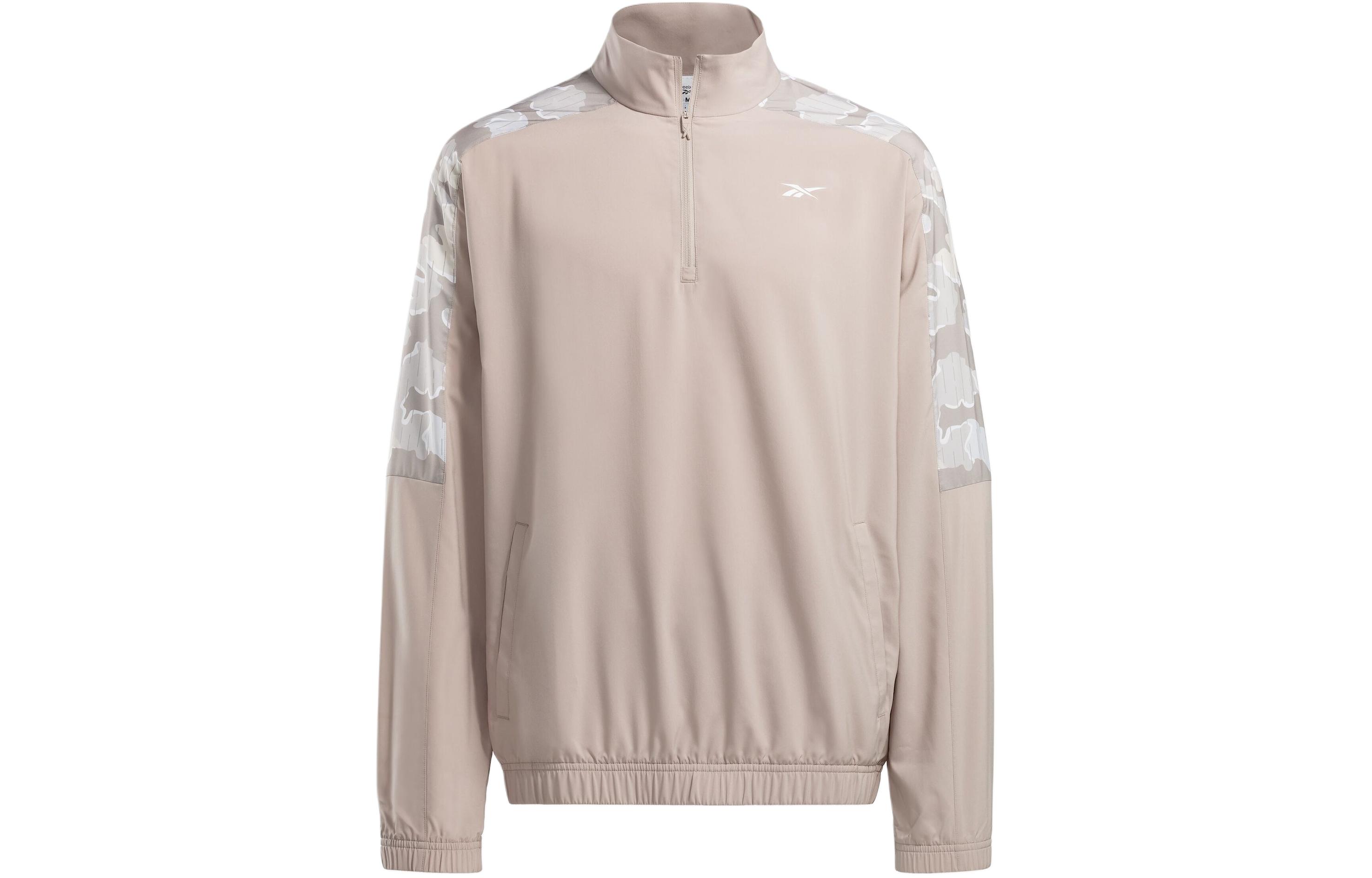 Reebok Camouflage High Neck Pullover Sweatshirt Grey Brown 100076393