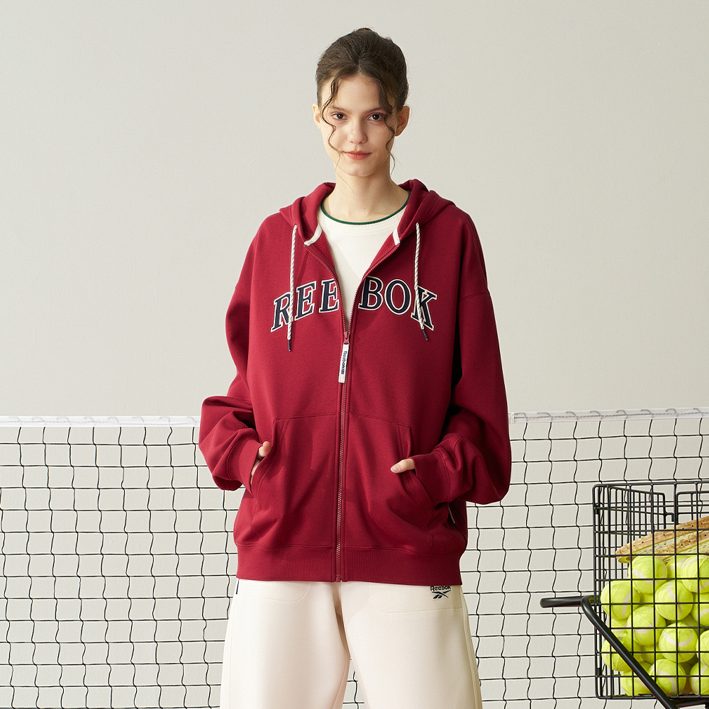 Shop 锐步经典针织夹克男女同款 深红色 - 保暖多功能外套 24FRC109UGR2