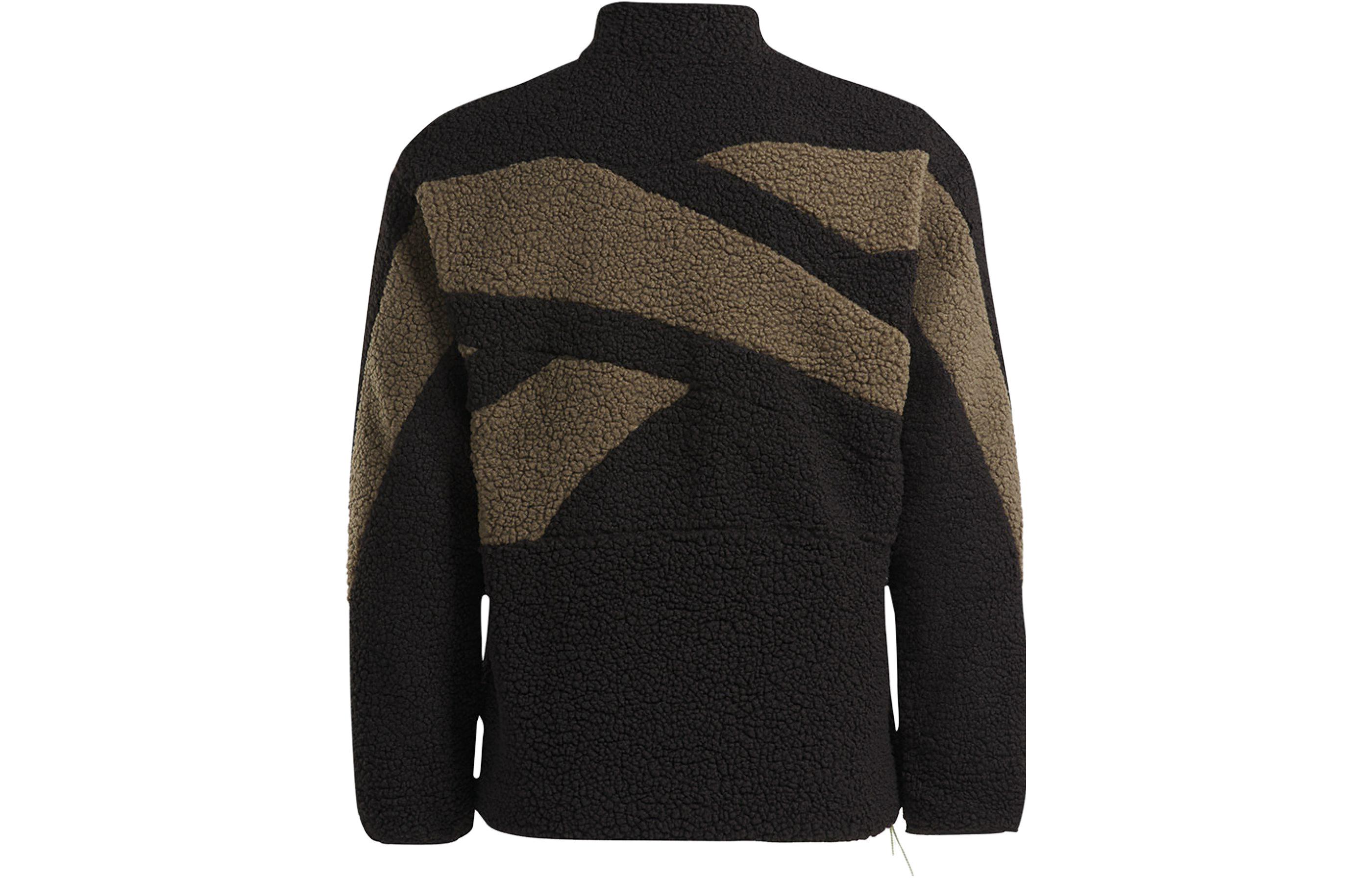 Reebok CL Adventure BV Fleece Jacket Black Colorblock Logo Stand Collar 100070556