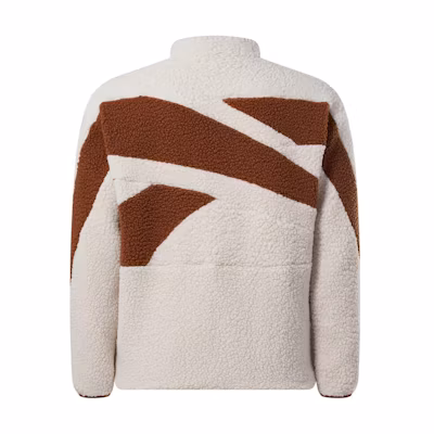 Reebok CL Adventure BV Jacket Sherpa Colorblock Logo Khaki Top 100070977