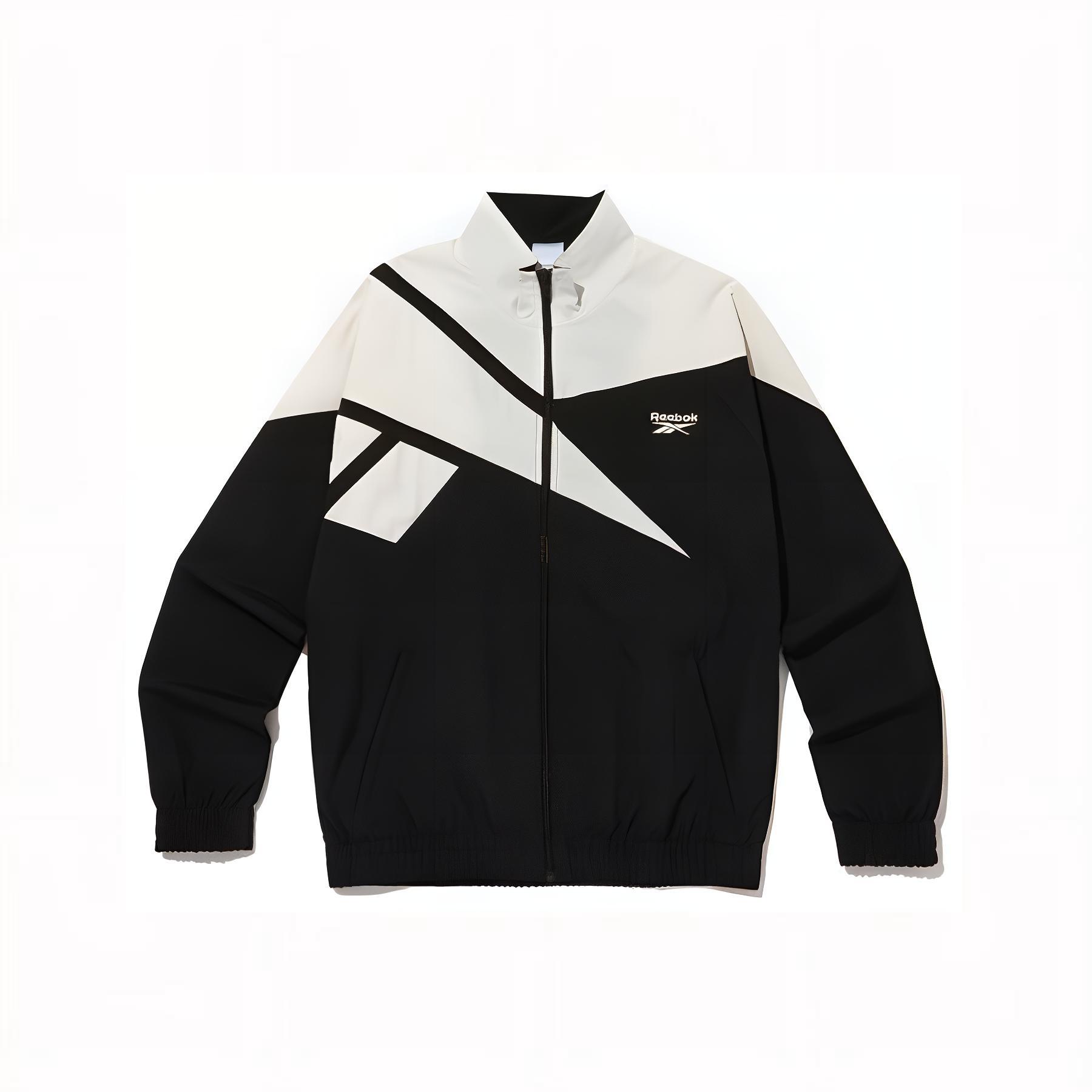 Reebok CL F FR Black Logo Colorblock Full-Zip Breathable Jacket REJU4EJ83BK